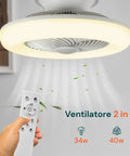 Ventilatore 2 in 1 con 34W per illuminazione e 40W per ventilazione, ghiera rotante a 360 gradi ultra silenziosa