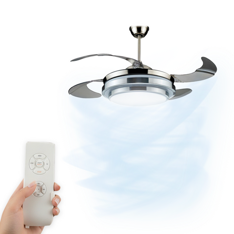Ventilatore Da Soffitto 4 Pale A Scomparsa Con Luce E Telecomando 35w