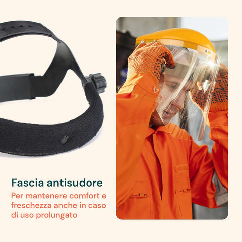 Visiera Protettiva In Pc Con Copricapo Regolabile E Fascia Antisudore