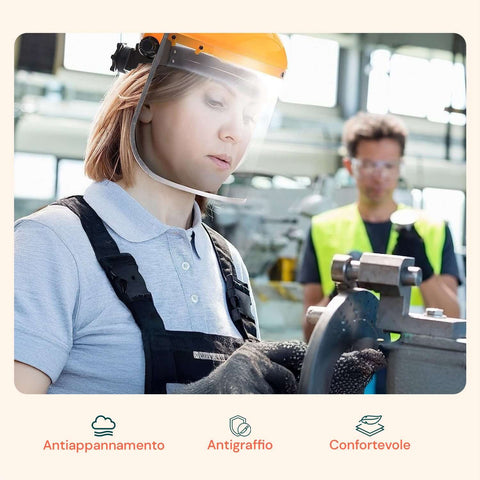 Visiera Protettiva In Pc Con Copricapo Regolabile E Fascia Antisudore