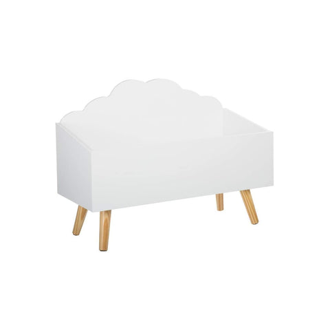 Baule a Forma di Nuvola per Giocattoli in Legno 58x45x28cm Bianco