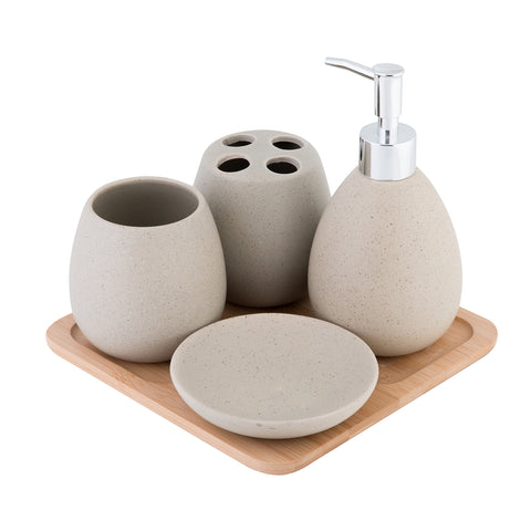 Set 5 Accessori da Appoggio Bagno in Ceramica