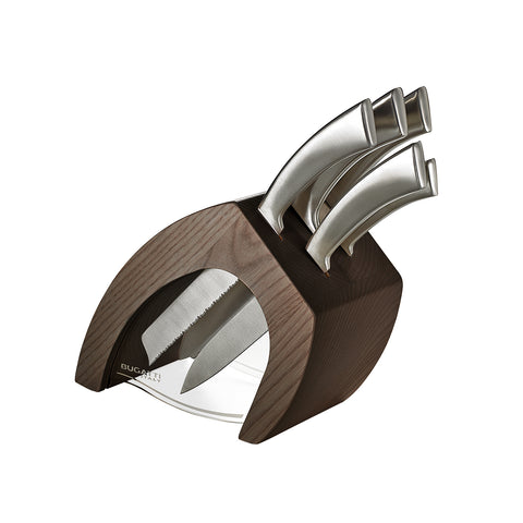 Ceppo In Legno Con 5 Coltelli Virgola