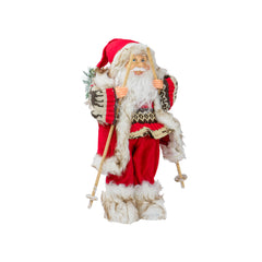 Decorazione Babbo Natale Con Sacco E Scii 40cm