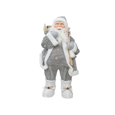 Decorazione Babbo Natale Con Sacco E Scii 80cm