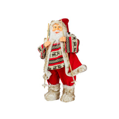 Decorazione Babbo Natale Con Sacco E Scii 80cm