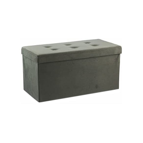 Pouf Contenitore Vellutato Grigio 37x76x37cm