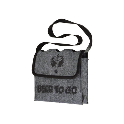 Borsa A Tracolla Porta Birra In Feltro 21x28cm Grigio