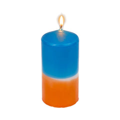 Candela Cilindrica Bicolore Sfumata 12cm Arancio/Blu