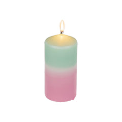 Candela Cilindrica Bicolore Sfumata 12cm Rosa/Menta