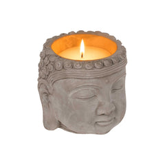 Candela In Vaso A Forma Di Buddha In Cemento 13,5x13cm