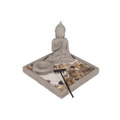 Giardino Zen Con Portacandela E Buddha In Cemento 18x15cm