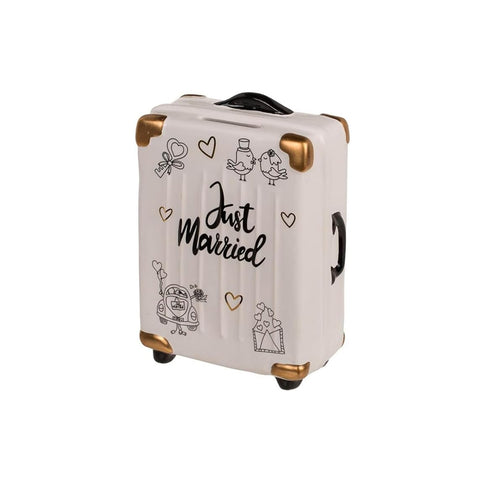 Salvadanaio A Forma Di Trolley Just Married In Ceramica