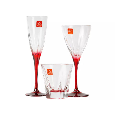 Set 6 Calici Vino 6 Flute 6 Bicchieri Red