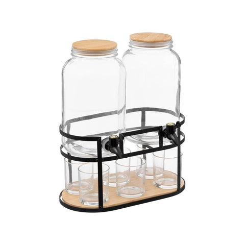 Set 2 Dispenser Per Bevande E 6 Bicchieri 3,3l