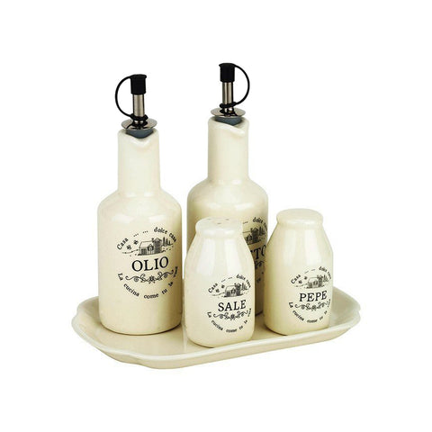 Set Olio Aceto Sale E Pepe In Porcellana