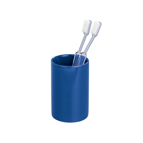 Bicchiere Porta Spazzolino In Ceramica Blu