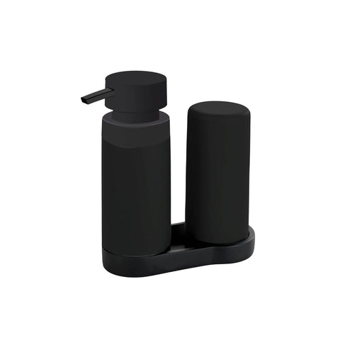 Organizer Lavello Con Dispenser E Contenitore Detersivo Nero