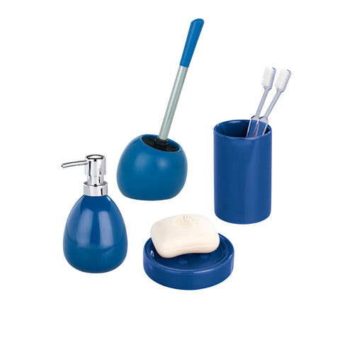 Set Accessori Da Bagno Con Scopino Blu