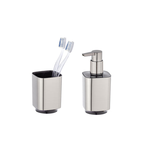 Set Dispenser E Portaspazzolini Argento Auron