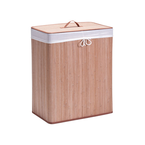 Cesta In Bamboo Per Biancheria Con 2 Scomparti