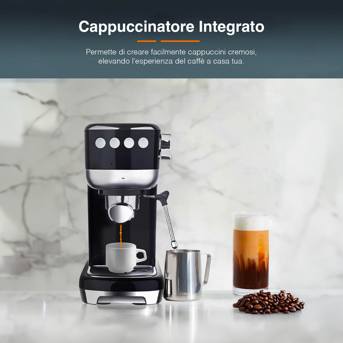Macchina Caffe Espresso Macinato Con Cappuccinatore 1350w – Avilia Home
