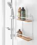 immagine-2-feridras-mensola-rettangolare-per-doccia-a-2-ripiani-in-bambu-in-acciaio-bianco-26x36x10cm-ean-8056471563980
