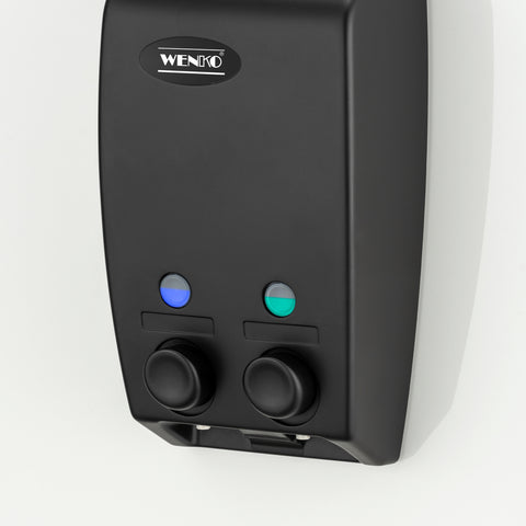 immagine-2-wenko-dispenser-sapone-con-2-scomparti-nero-450ml-ean-4008838319659