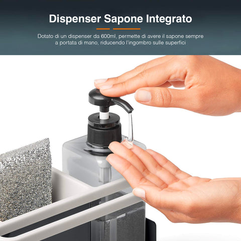 immagine-4-rayen-organizer-per-lavello-con-gocciolatoio-e-dispenser-sapone-22x23x11cm-ean-8412955021184