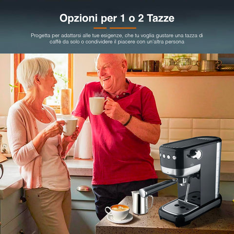 Macchina Caffè Espresso 20 Bar - Con Vaporizzatore, Per Cialde, Macinato E Tazze, Display Digitale - Foto 3