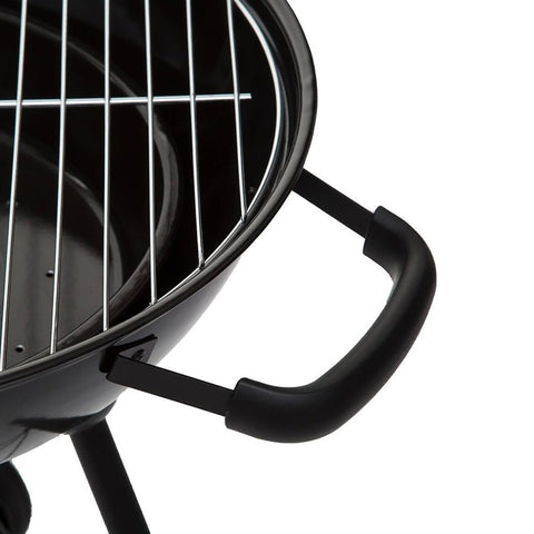 Barbecue A Carbonella In Acciaio - Griglia 43 Cm, Coperchio, Ruote, Vassoio Cenere, Dimensioni 65x55.5x86.5 Cm