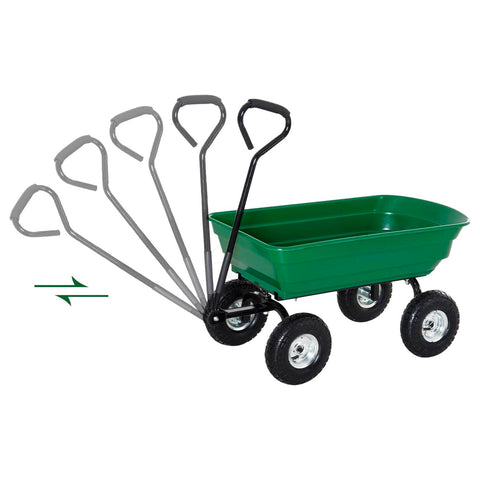 Carrello Da Giardino Outsunny 125L - Ribaltabile, In Acciaio E PP, Verde Scuro, 118x58x102 Cm - Foto 4